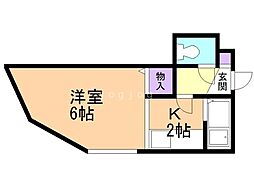 プラザイン福住A 1Kの間取図画像