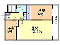 信和リッチ 2LDKの間取図画像