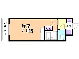 リバーサイドヒルズ ワンルームの間取図画像
