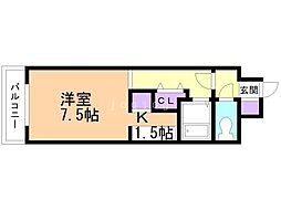 イーストフェアリー 1Kの間取図画像