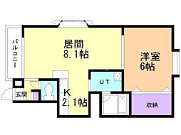 マリーマンション 1LDKの間取図画像
