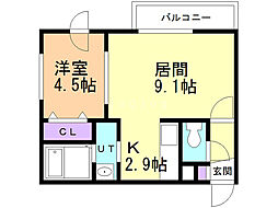 アルテ水車町 1LDKの間取図画像