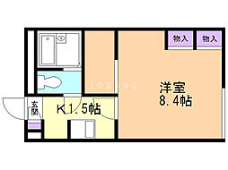 レオパレス平岸高台 1Kの間取図画像