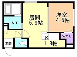 スフィーダ平岸 1LDKの間取図画像