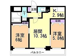 ノースパレス福住壱番館 2LDKの間取図画像