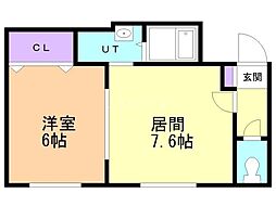レクレール澄川 1DKの間取図画像