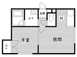 インペリアルビレッジ平岸 1LDKの間取図画像