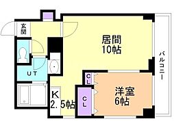 ウエストアゲン 1LDKの間取図画像