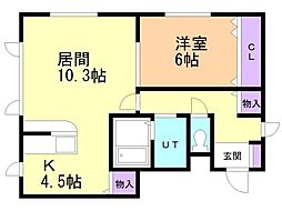 アンティリス平岸 1LDKの間取図画像