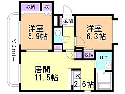 ヴォラーレ桂台 2LDKの間取図画像