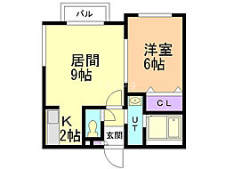 クラリス平岸 1LDKの間取図画像
