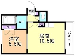パークコート豊平公園 1LDKの間取図画像