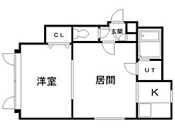 シャネル月寒 1DKの間取図画像