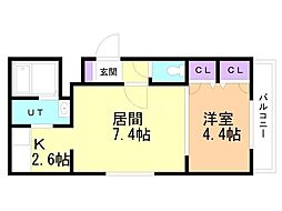 レジデンス学園前 1LDKの間取図画像