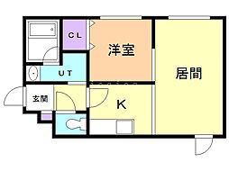 Hope月寒中央C 1LDKの間取図画像