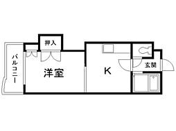 エンドレス三井 1DKの間取図画像