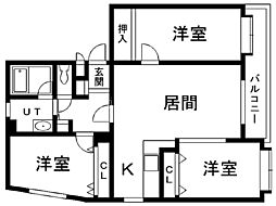 アヴニール平岸 3LDKの間取図画像