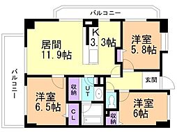 ホーリーフォート南平岸 3LDKの間取図画像