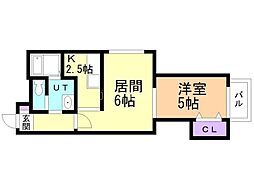 サザンフィールド豊平公園 1LDKの間取図画像