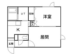 グランデュール2 1LDKの間取図画像