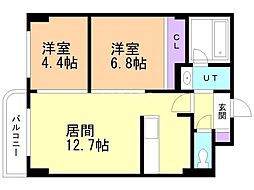 ウエルス藻岩 2LDKの間取図画像