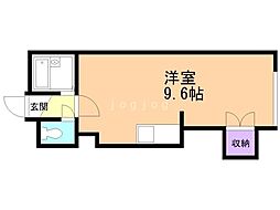 メゾンエクレーレ中の島 ワンルームの間取図画像