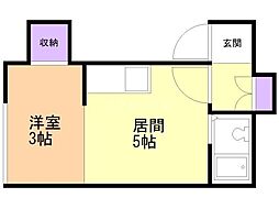 平岸ホワイトハイム 1DKの間取図画像