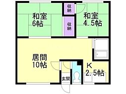 ノースフィールド壱番館 2LDKの間取図画像
