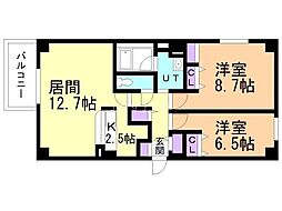 サイレンスミルティーユ 2LDKの間取図画像