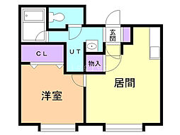 JPコート南平岸B 1LDKの間取図画像