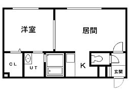 ルミエール植村 1LDKの間取図画像