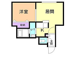 ドリームハウス月寒 1LDKの間取図画像