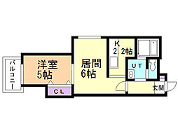 サザンフィールド豊平公園 1LDKの間取図画像