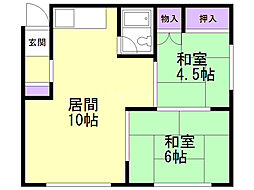 ハイツリバーサイド 2LDKの間取図画像