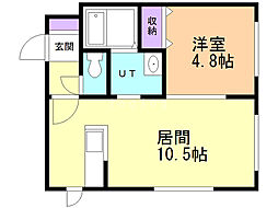 リデーレ平岸 1LDKの間取図画像