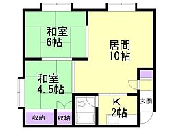 ハイツリバーサイド 2LDKの間取図画像