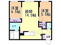 パティオ豊平公園 2LDKの間取図画像