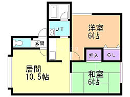 フラッツ平岸 2LDKの間取図画像