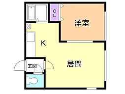 エル・ド・ノール平岸 1DKの間取図画像
