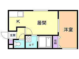 ベレール中の島 1LDKの間取図画像