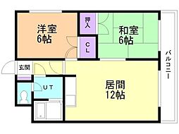 平岡パレス2世 2LDKの間取図画像