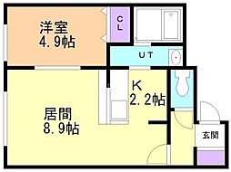 グランメールエクラン 1LDKの間取図画像