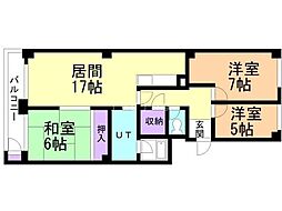 澄川ハイム2号棟 3LDKの間取図画像