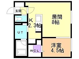 ゼフィランサス水車町 1LDKの間取図画像