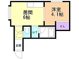 グリーンパーク月寒 1DKの間取図画像