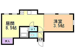 デュークYK平岸 1DKの間取図画像
