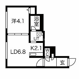 フルール美園 1LDKの間取図画像