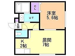 クレセール清田 1LDKの間取図画像