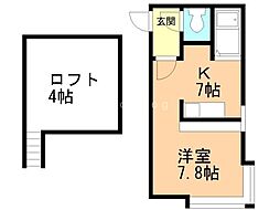 ベル澄川A 1Kの間取図画像