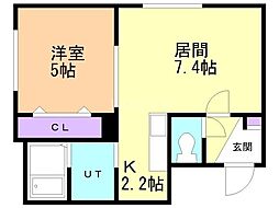 ヴレネージュ平岸WEST 1LDKの間取図画像
